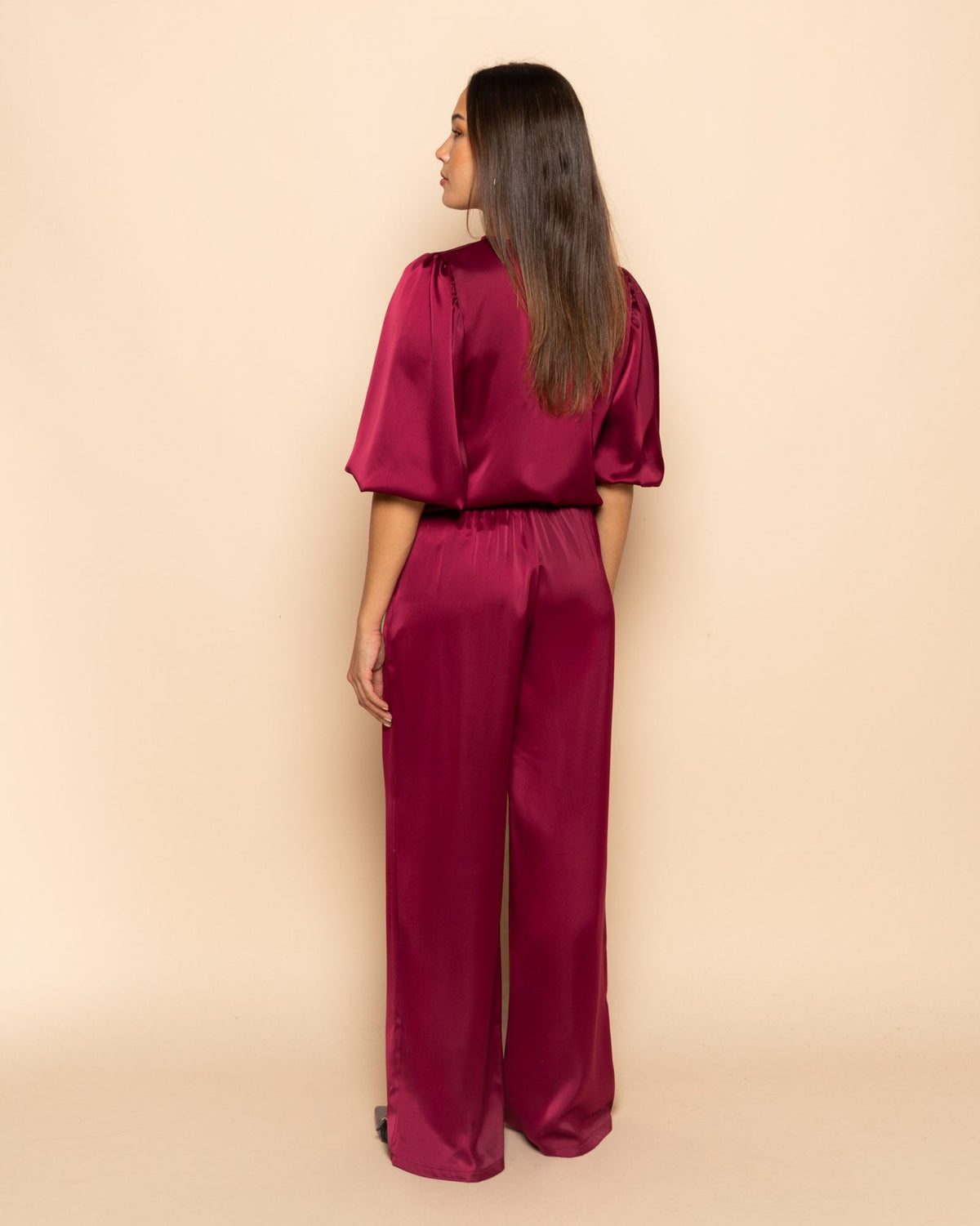 JULIE SATIN PANTALON TALL BORDEAUX