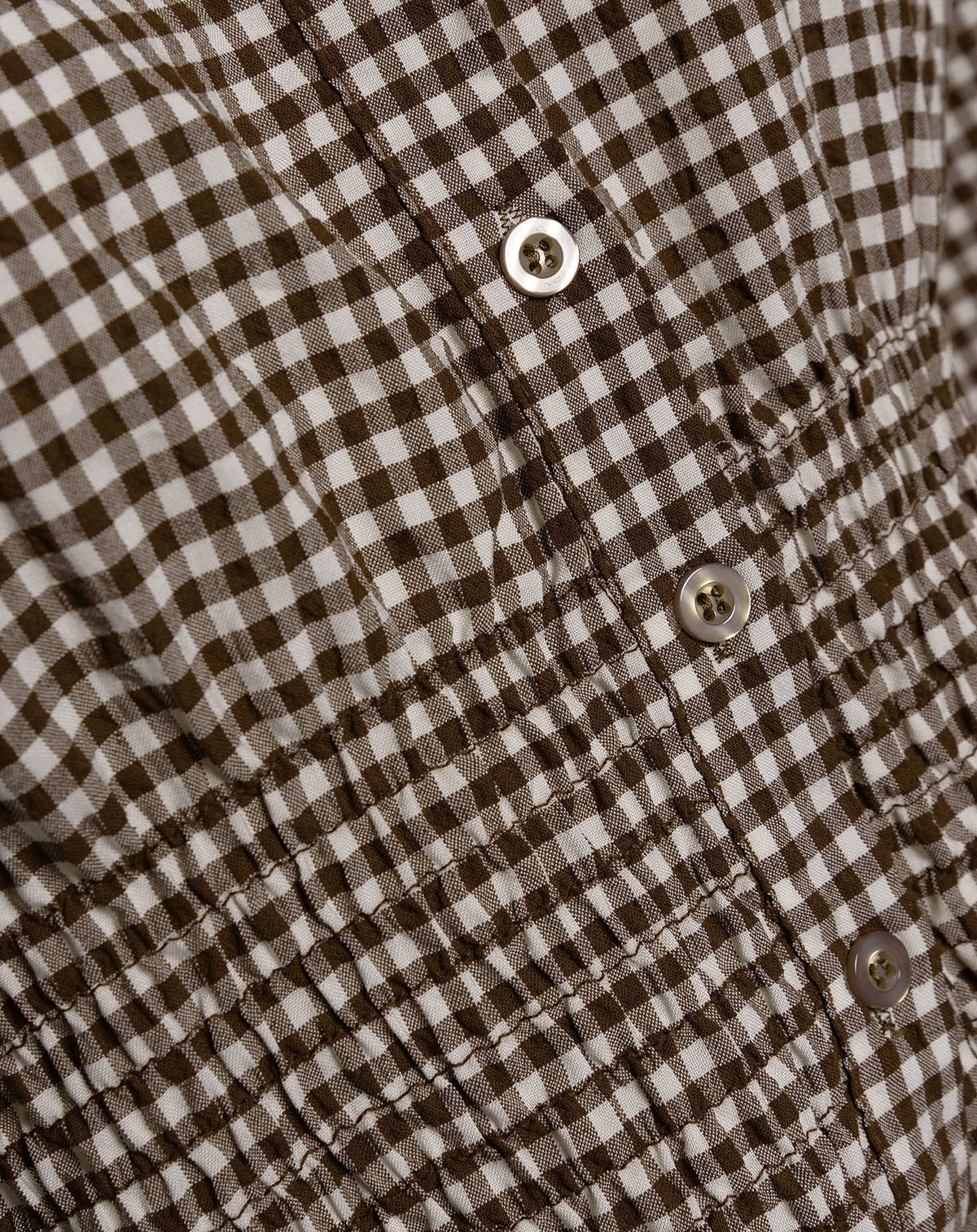 CHECK SMOCK BLOUSE BRUIN