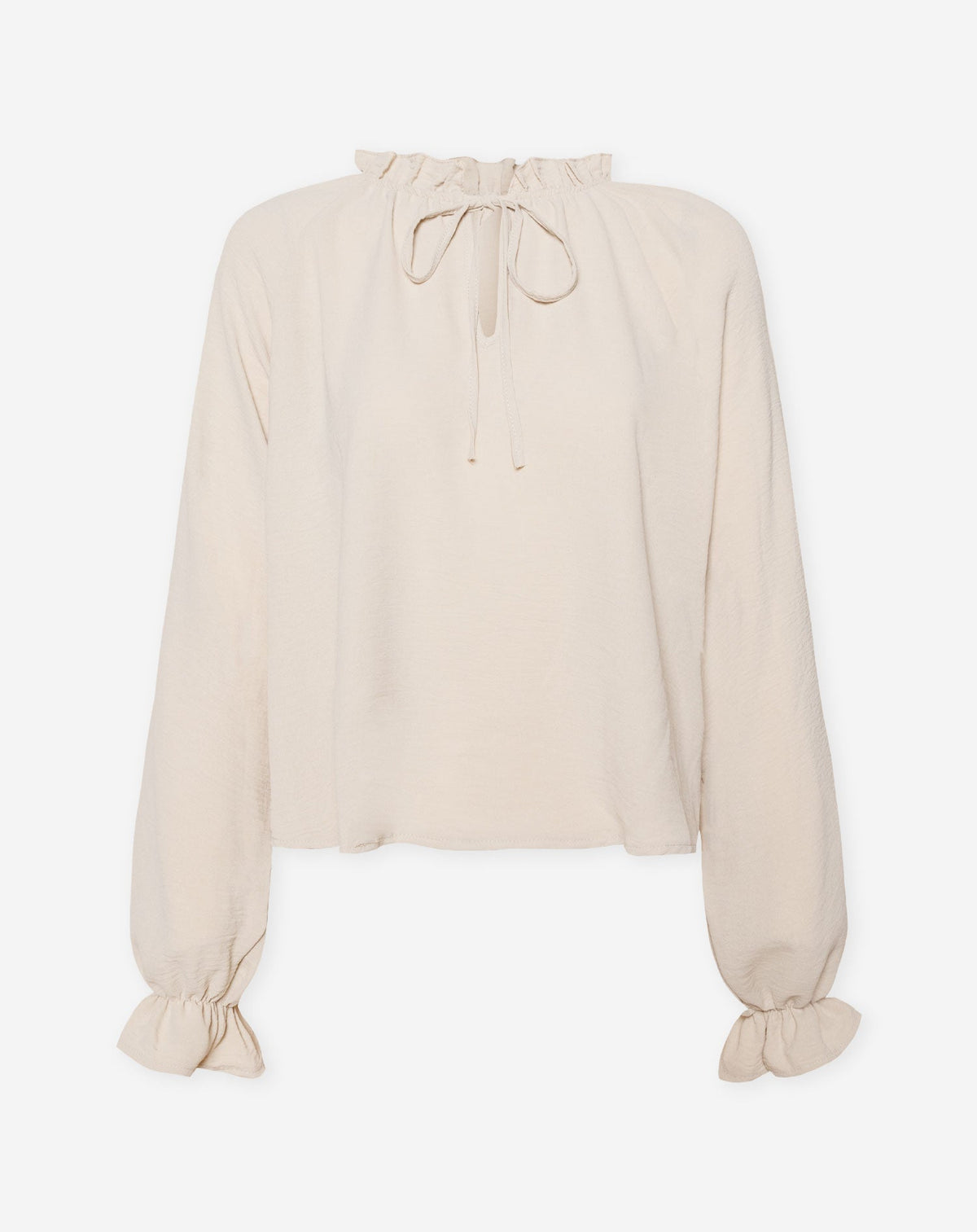 JULIE RUFFLE CORD TOP BEIGE