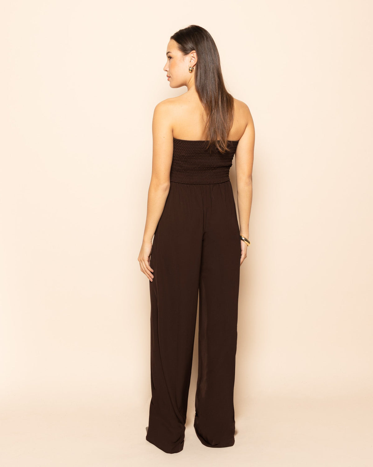 ISA STRAPLESS JUMPSUIT PETITE BRUIN