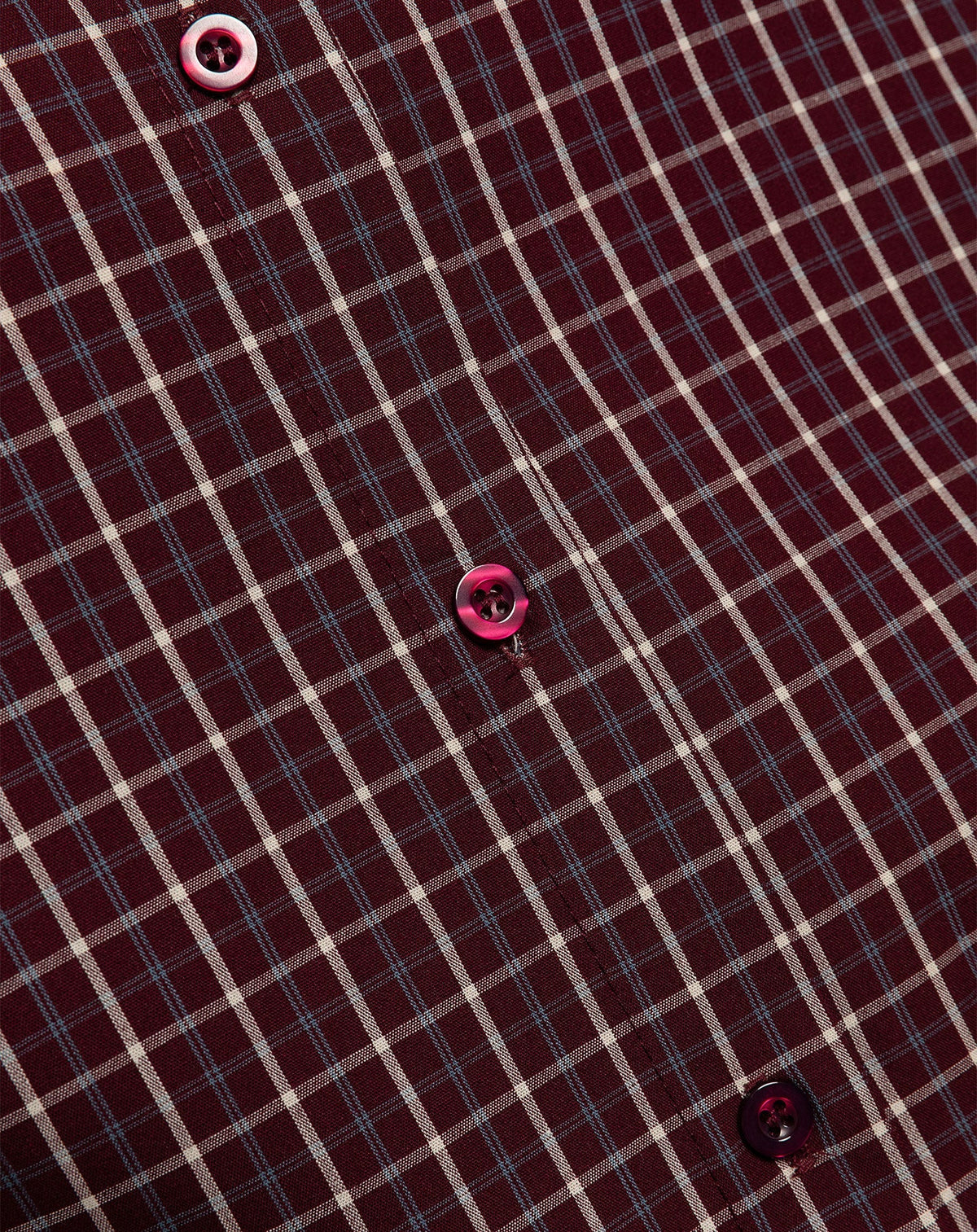 CHECKED CONTRAST COLLAR BLOUSE BURGUNDY
