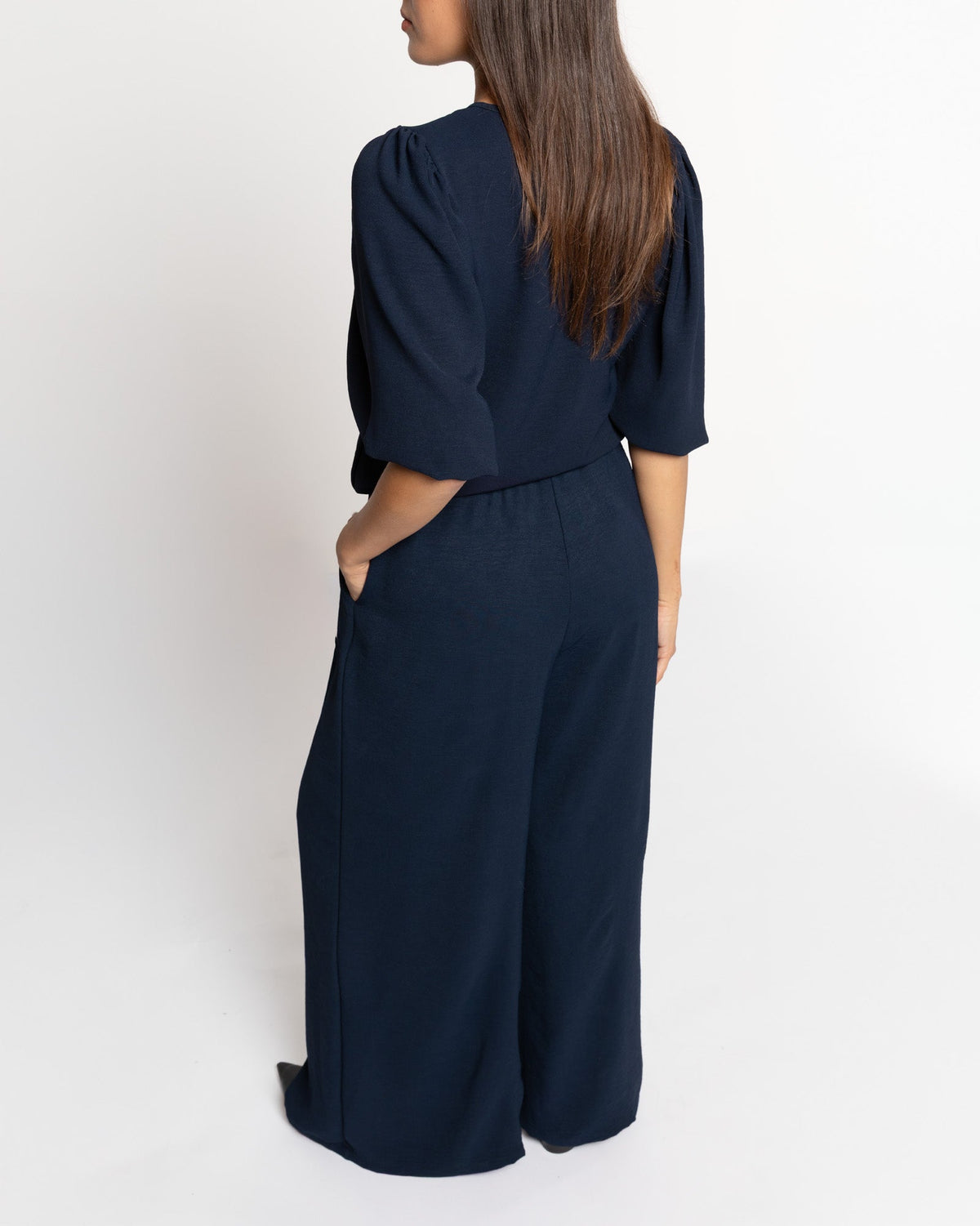 JULIE WIDE LEG PANTALON MARINEBLAUW