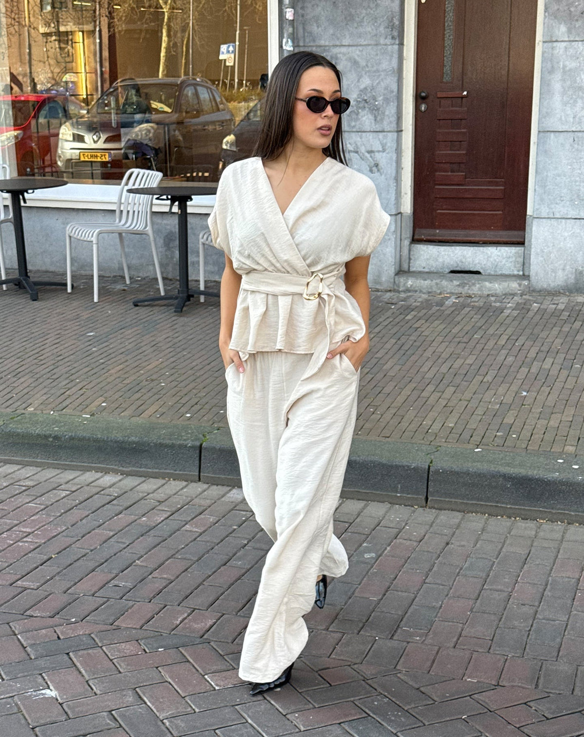 ZAYA VISCOSE STRAIGHT LEG PANTS BEIGE