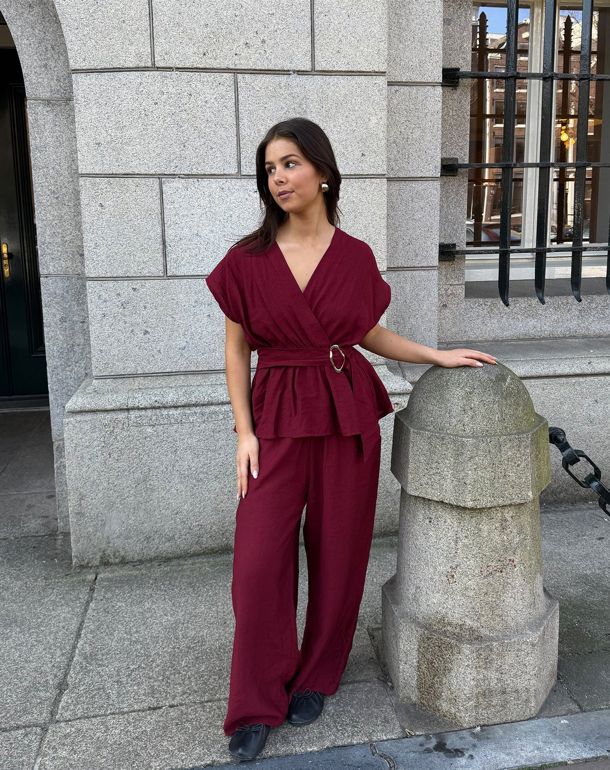 ZAYA VISCOSE STRAIGHT LEG PANTS TALL BURGUNDY