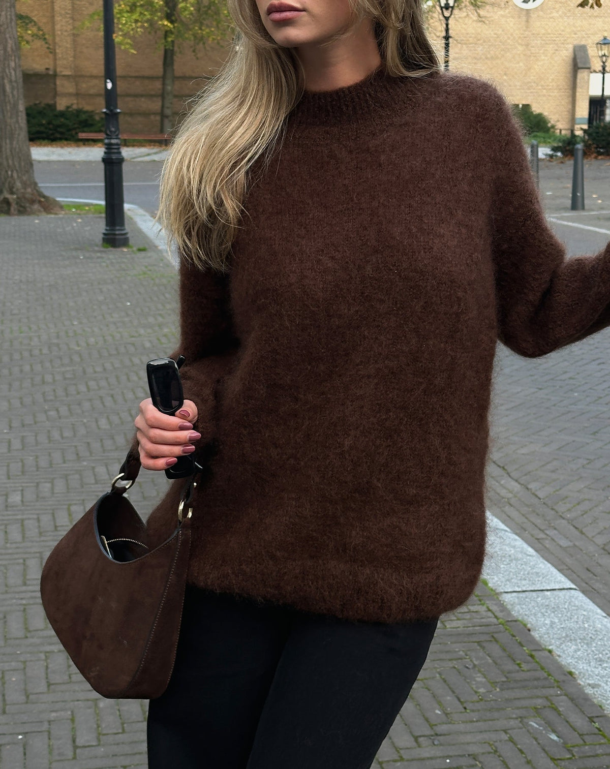 LEAH MOHAIR KNIT BRUIN