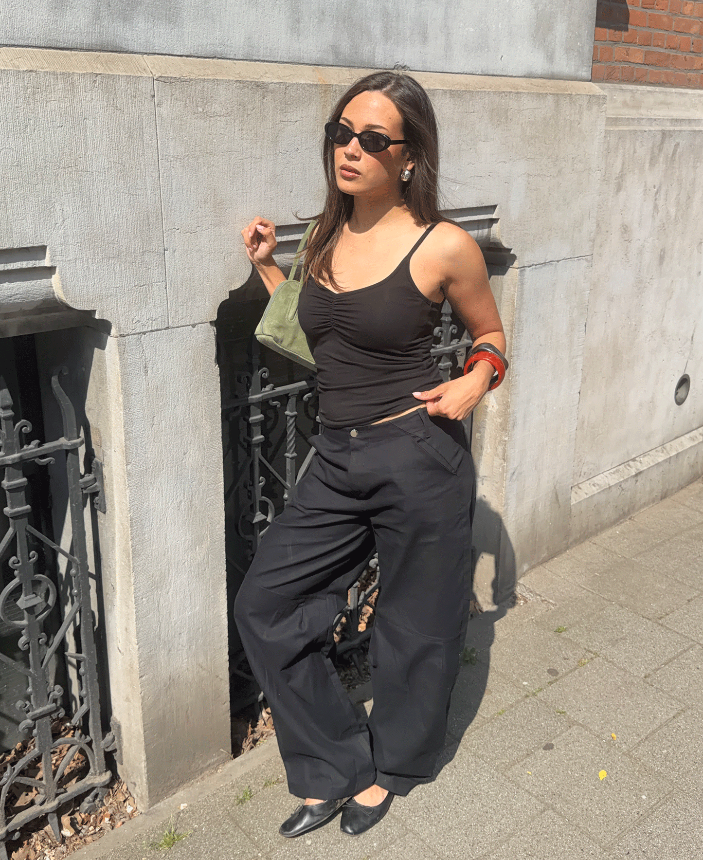 BARREL LEG PANTS TALL ZWART