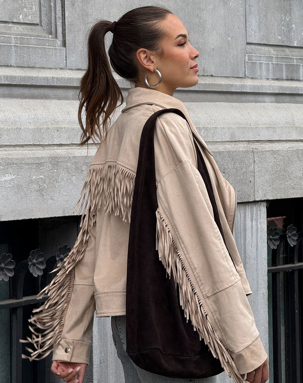 KAYLA SUEDE SHOPPER DONKERBRUIN