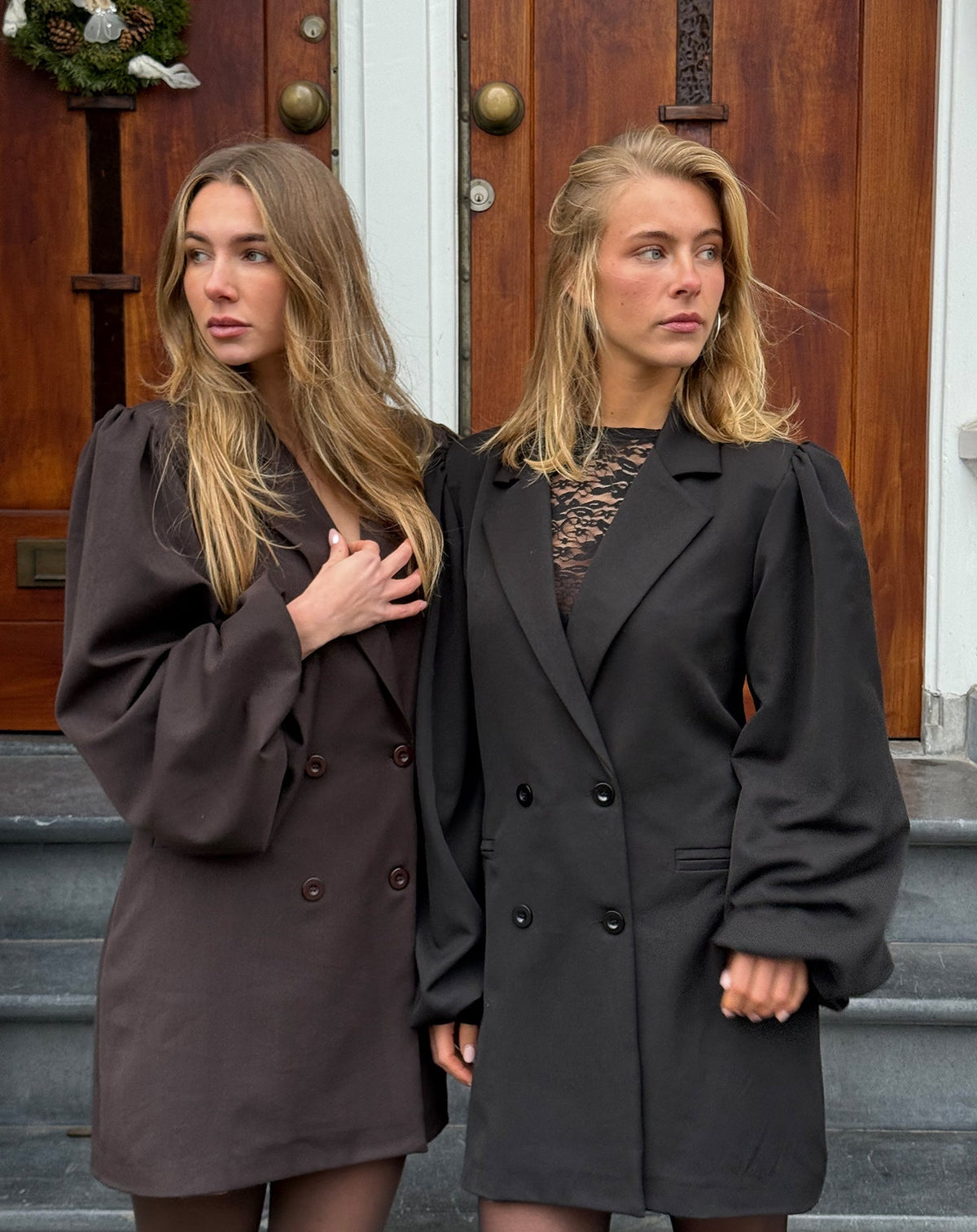 PUFF LONG SLEEVE BLAZER DRESS ZWART