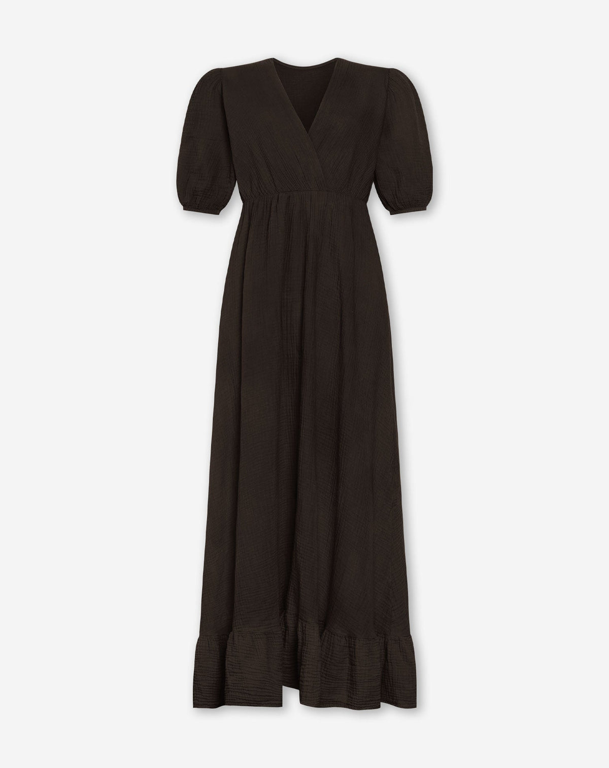 MOUSSELINE MAXI SHORT SLEEVE DRESS BRUIN