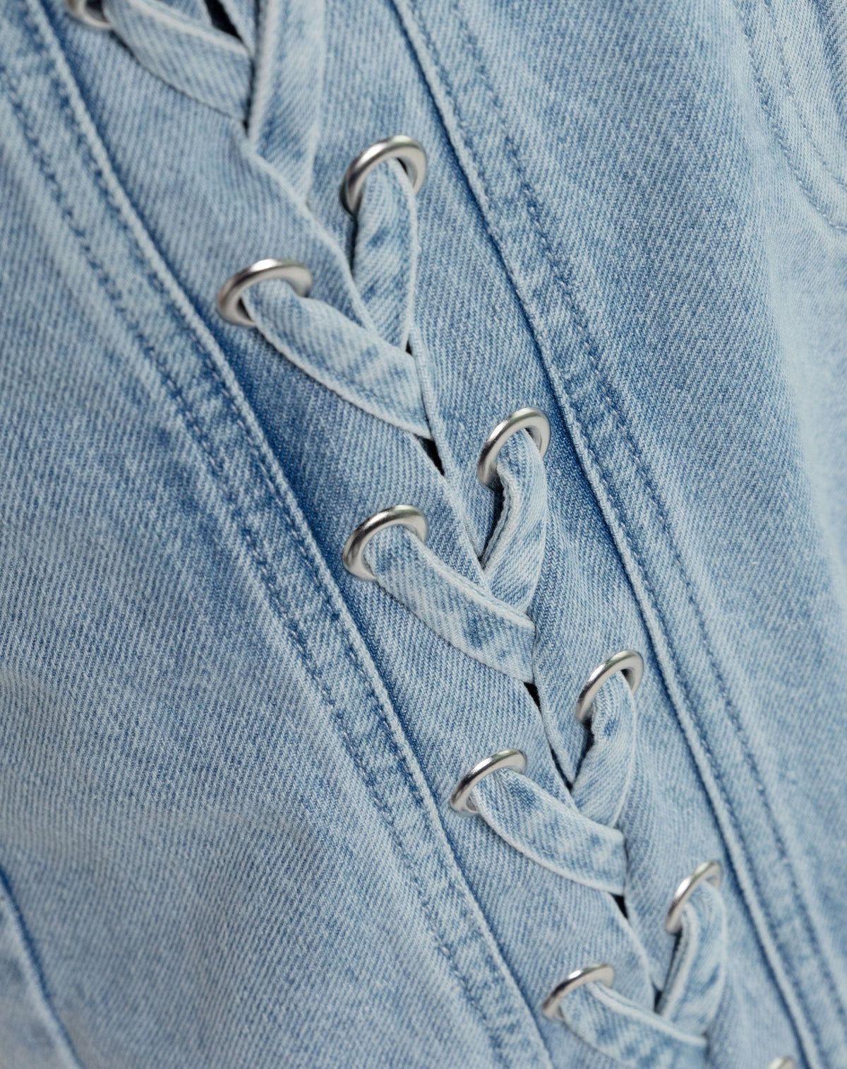 LACE UP JEANS LICHTBLAUW