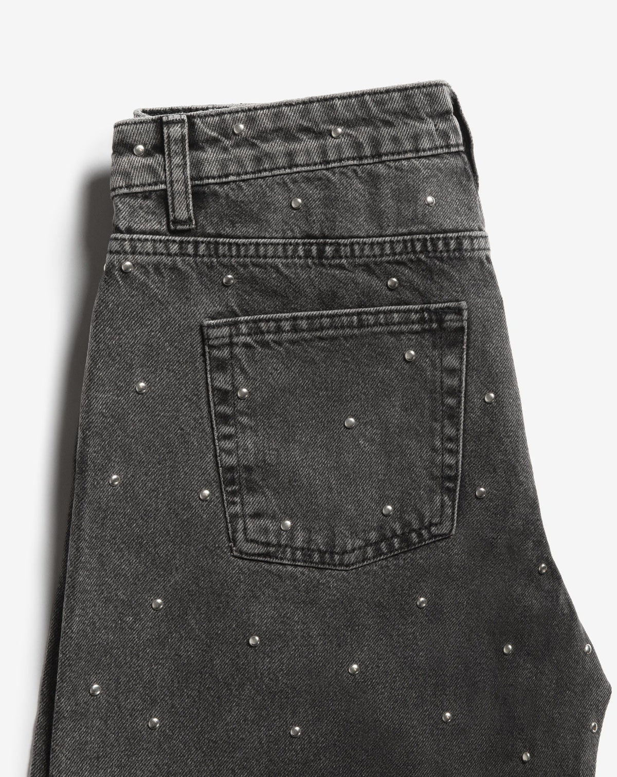 ALLOVER STUD WIDE LEG JEANS GRIJS