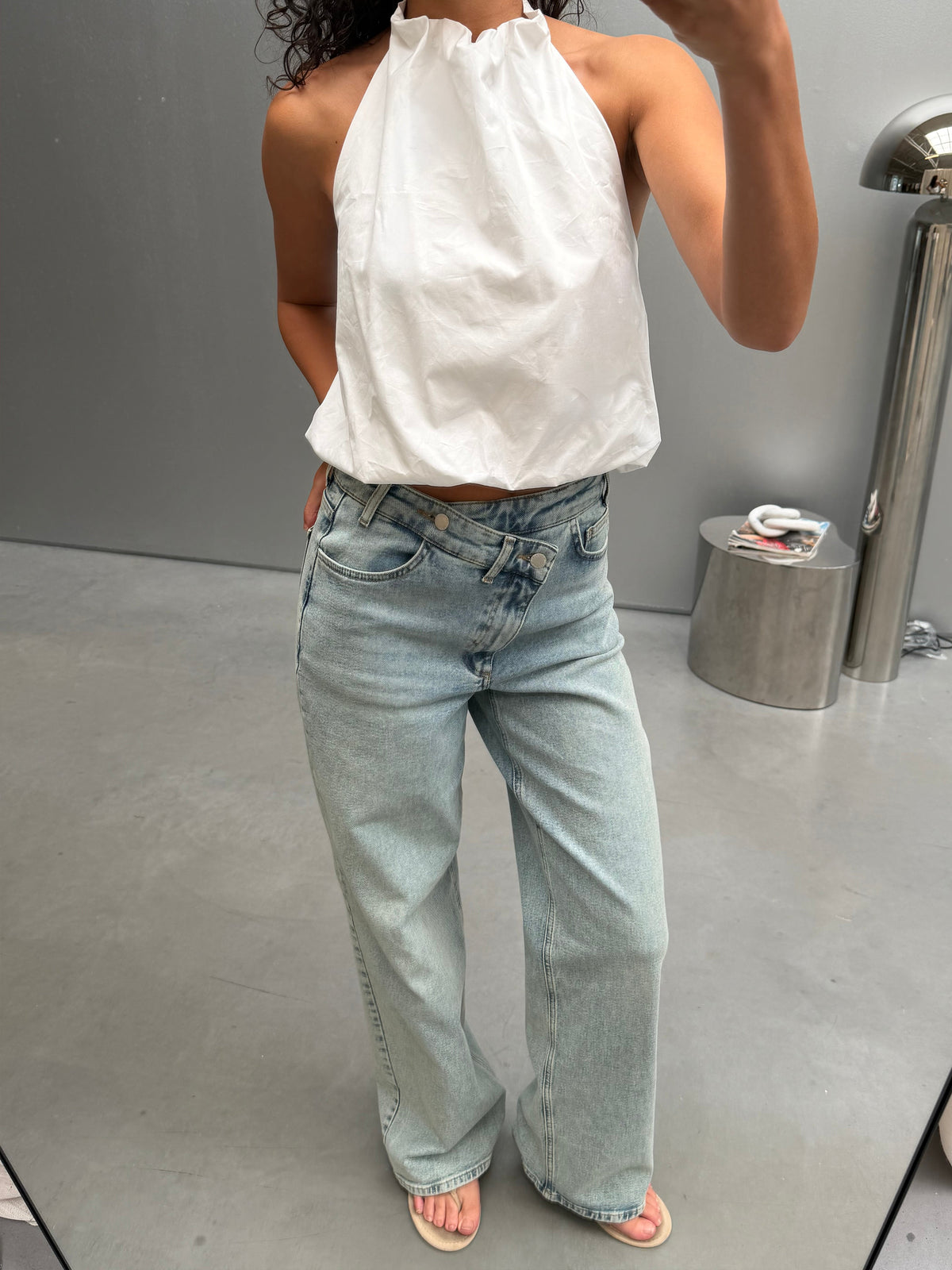 ELVY CROSSOVER WIDE LEG JEANS BLAUW