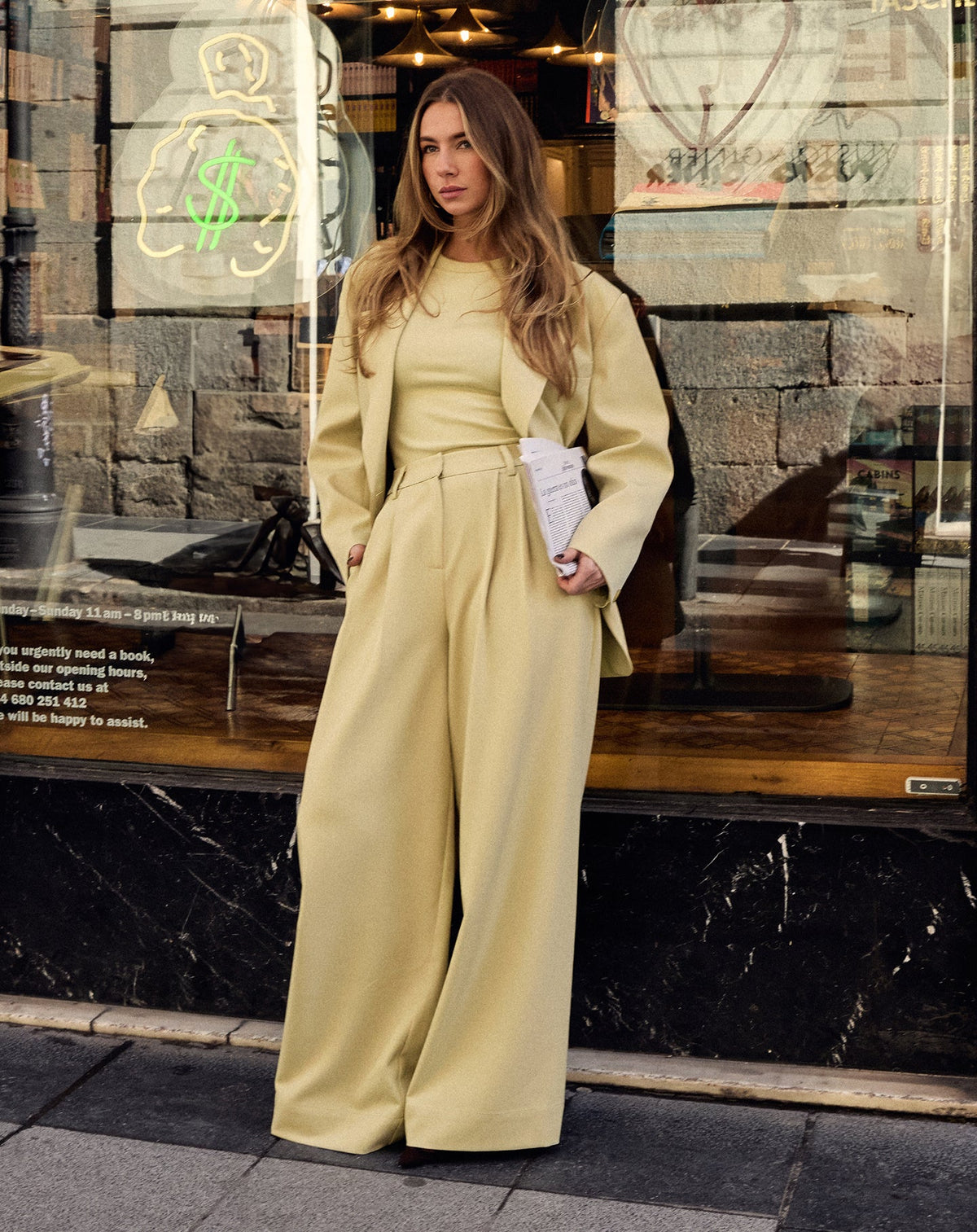 LORNA OVERSIZED CINCHED BLAZER PISTACHE