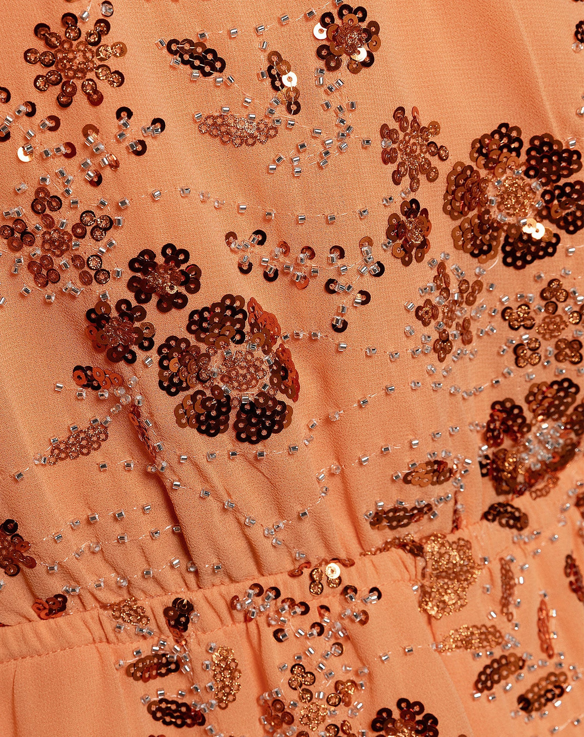 FEM FLOWER SEQUIN PLAYSUIT ORANJE
