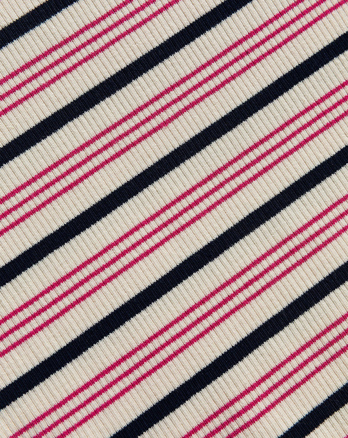 RIBBED FITTED TOP STRIPE CRÈME FUCHSIA