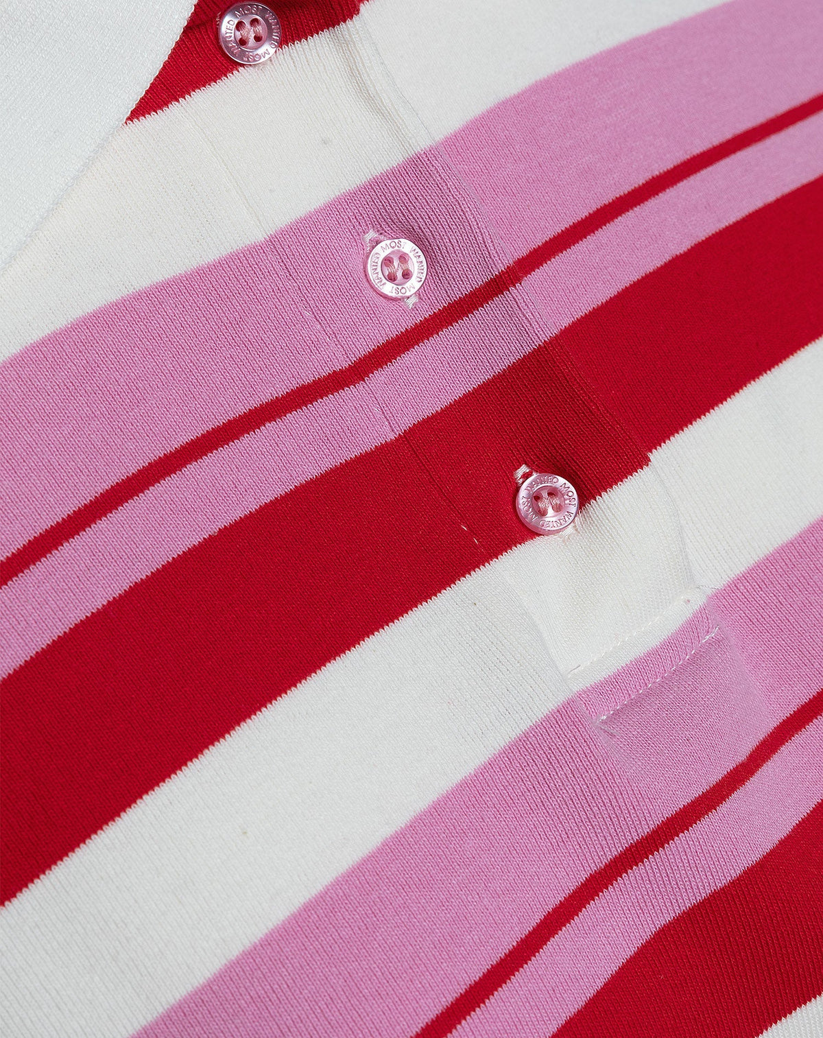 SHAYLEE STRIPED LONG SLEEVE CROPPED POLO ROOD/ROZE