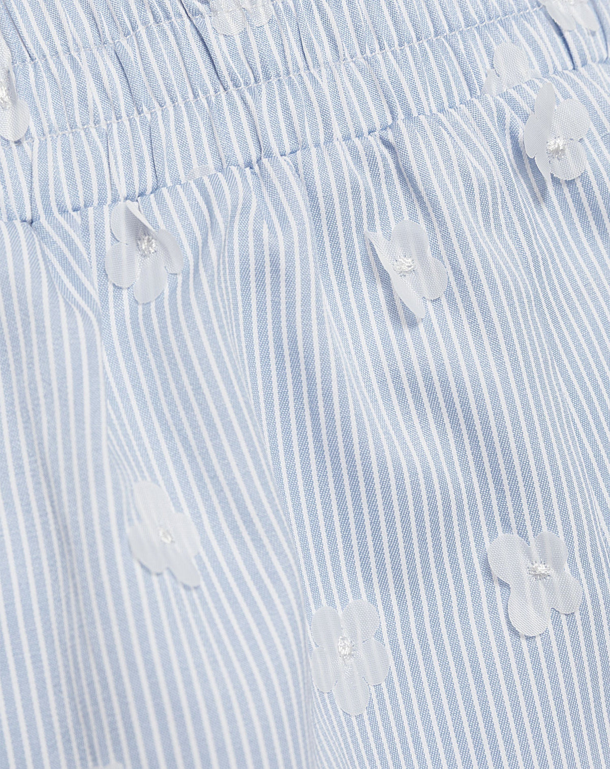 FLOWER EMBELLISHED STRIPE SHORTS BLAUW