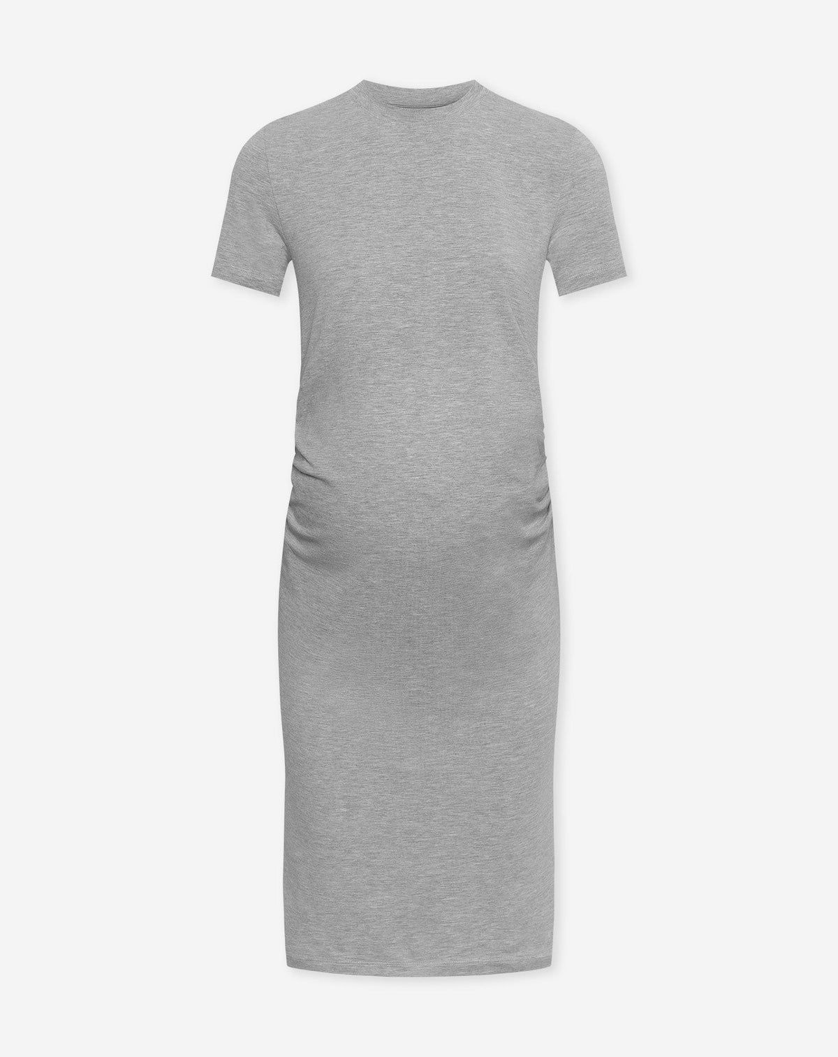 BASIC SHORT SLEEVE FITTED DRESS MATERNITY GRIJS MELANGE