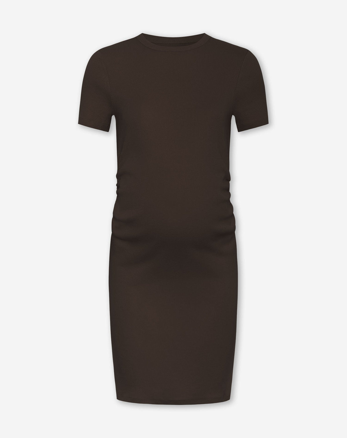 BODYCON SHORT SLEEVE RIB DRESS MATERNITY BRUIN