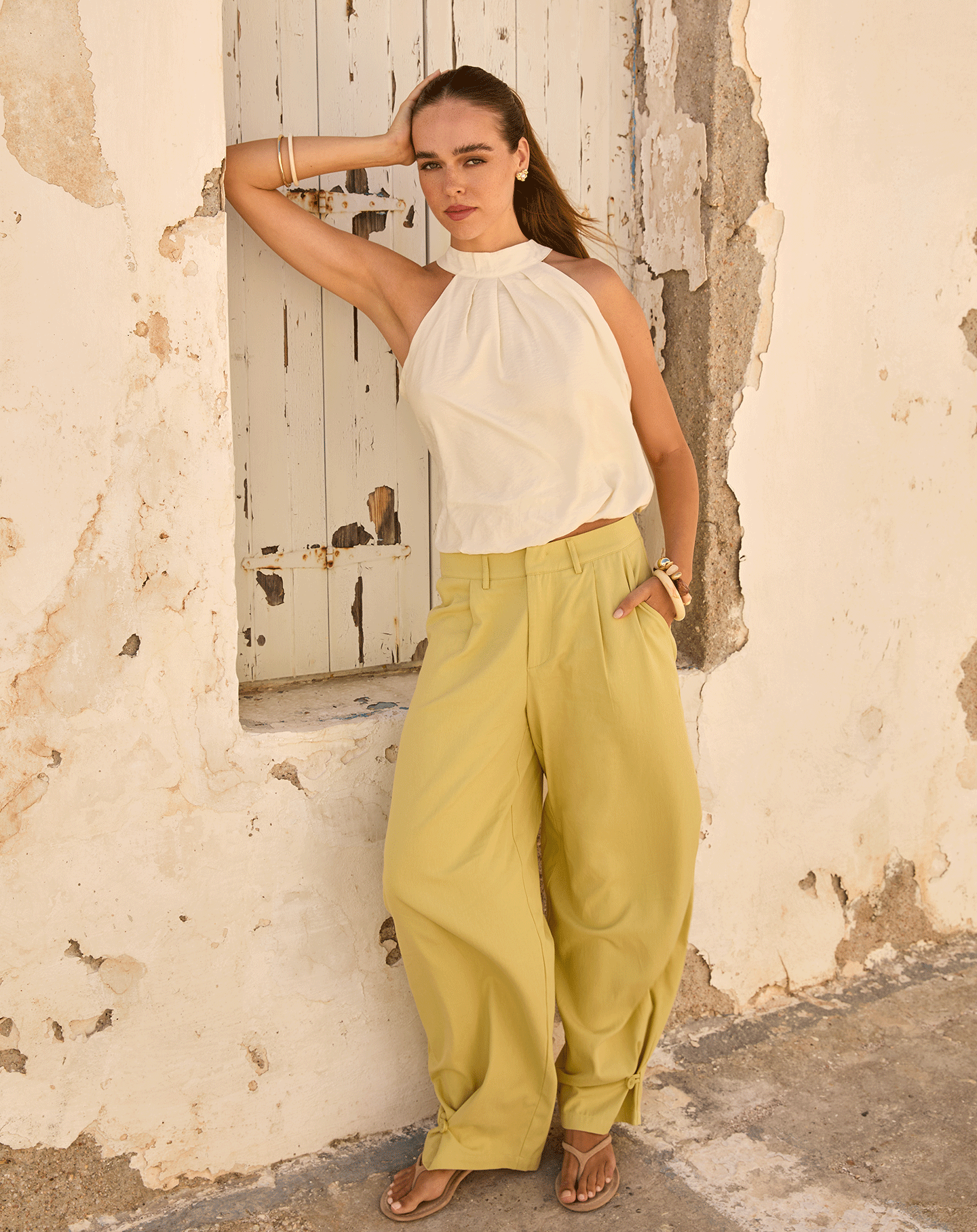 GIA TWISTED LEG PANTS TALL GROEN