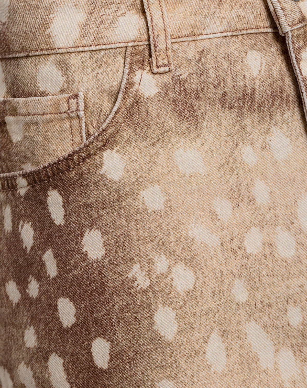 DEER PRINT DENIM SKIRT CAMEL