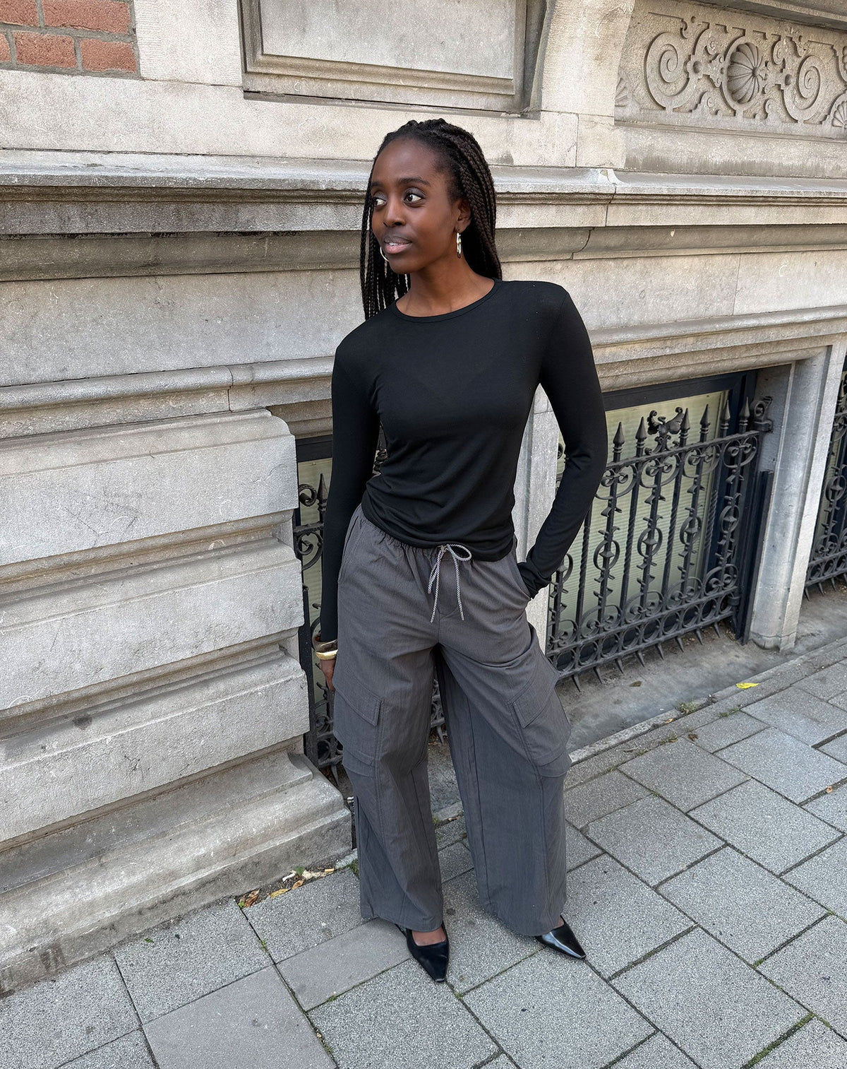 MERRIT BARREL CARGO PANTS TALL GRIJS