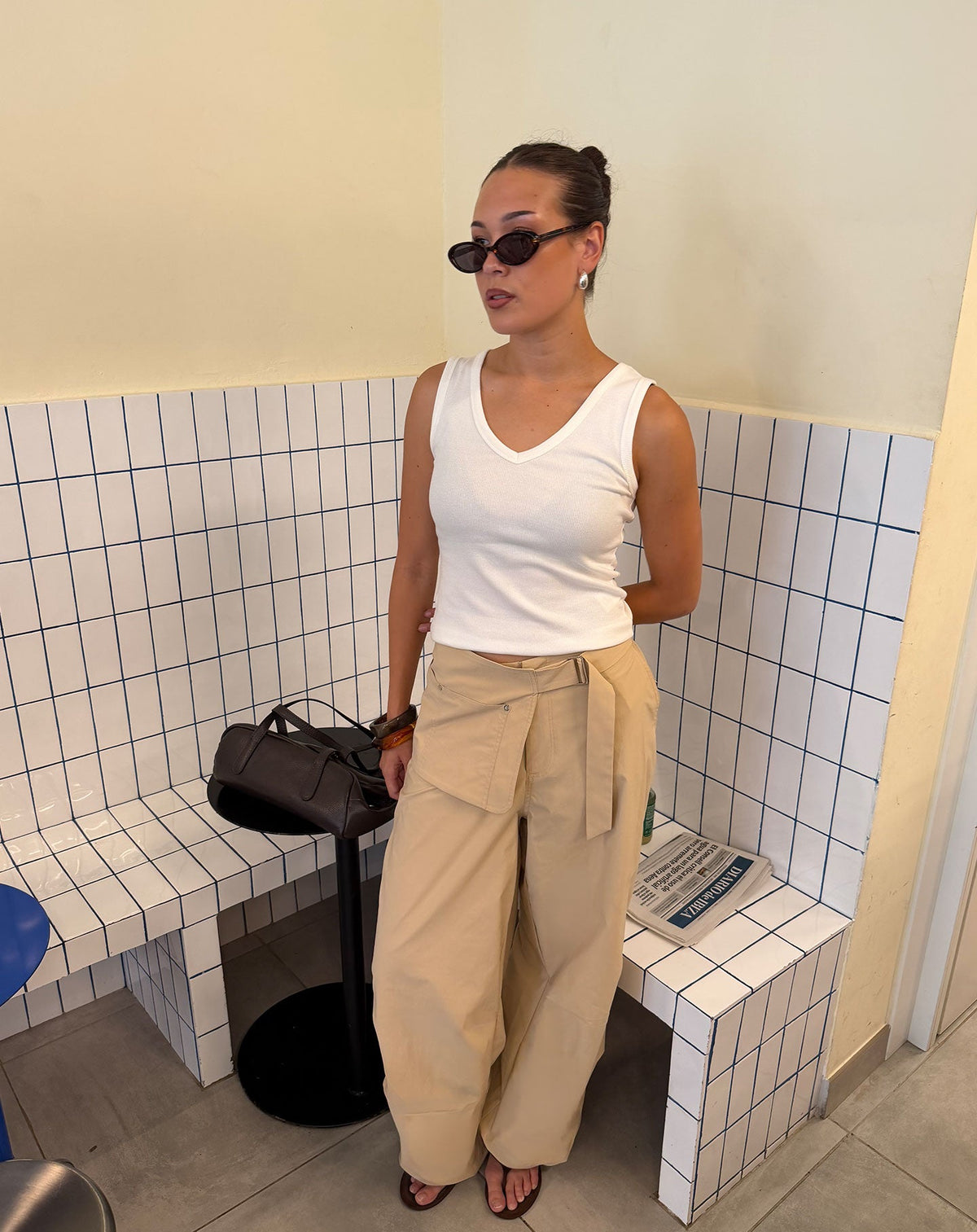 GWENN BAG BELT PANTS TALL BEIGE