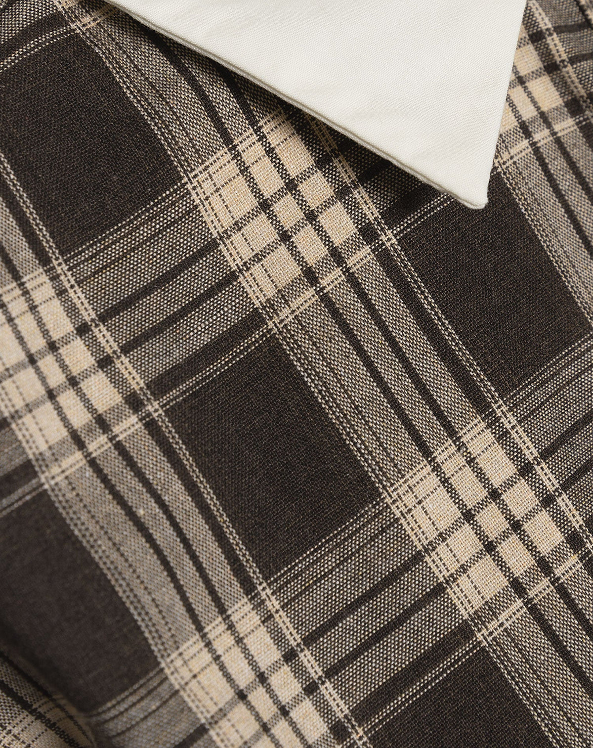 RYAN CONTRAST COLLAR CHECK BLOUSE BRUIN