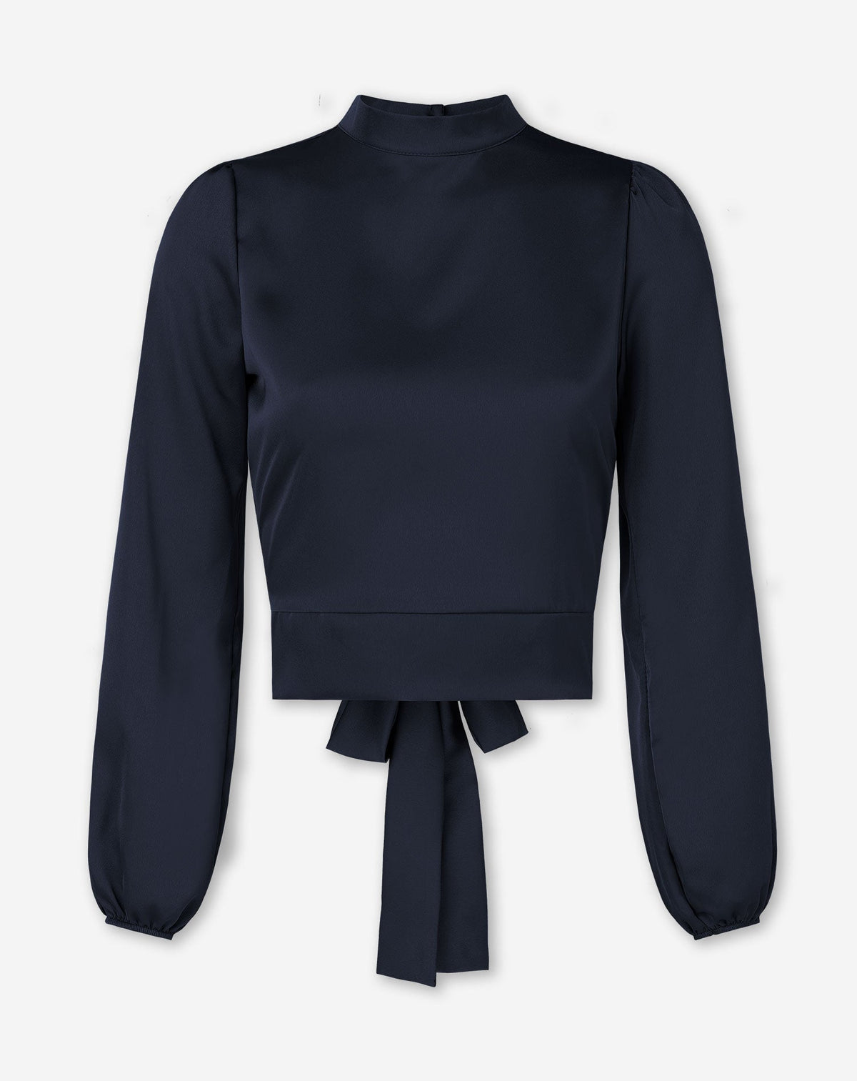 SATIN BOW TOP MARINEBLAUW