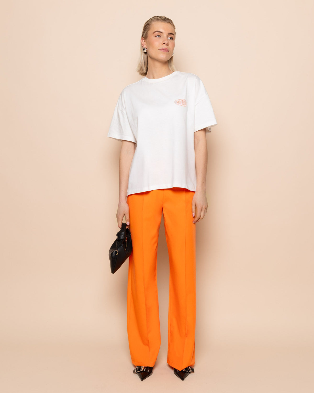 PINTUCK STRAIGHT LEG PANTALON ORANJE
