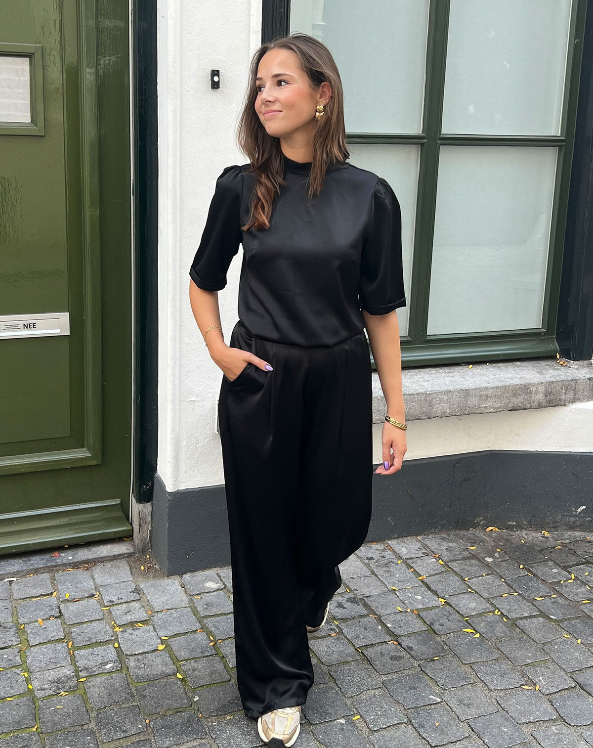 JULIE SATIN PANTALON ZWART