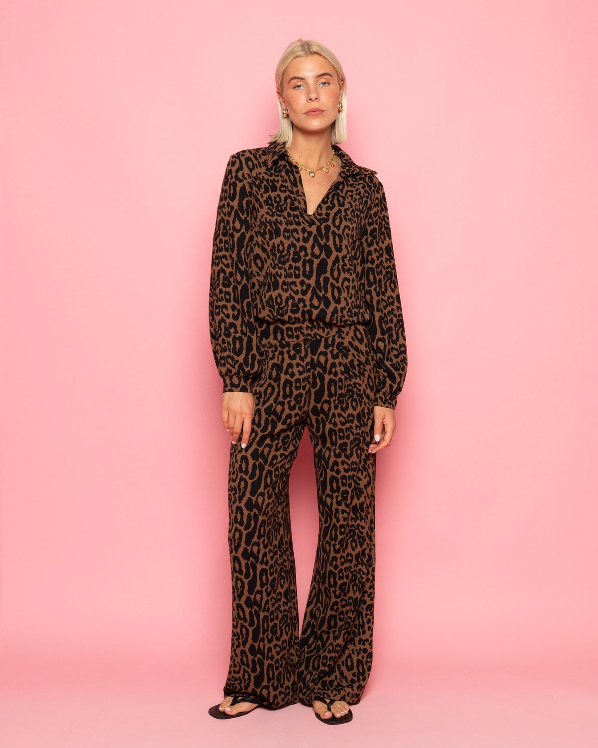 JULIE LEOPARD PANTALON ZWART