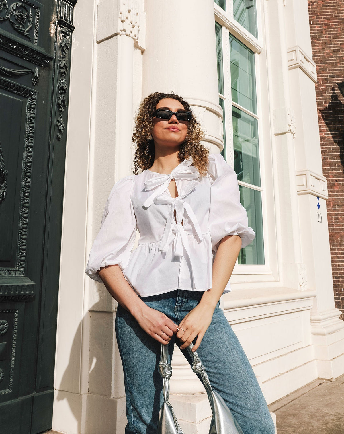 POPLIN BOWS TOP CRÈME