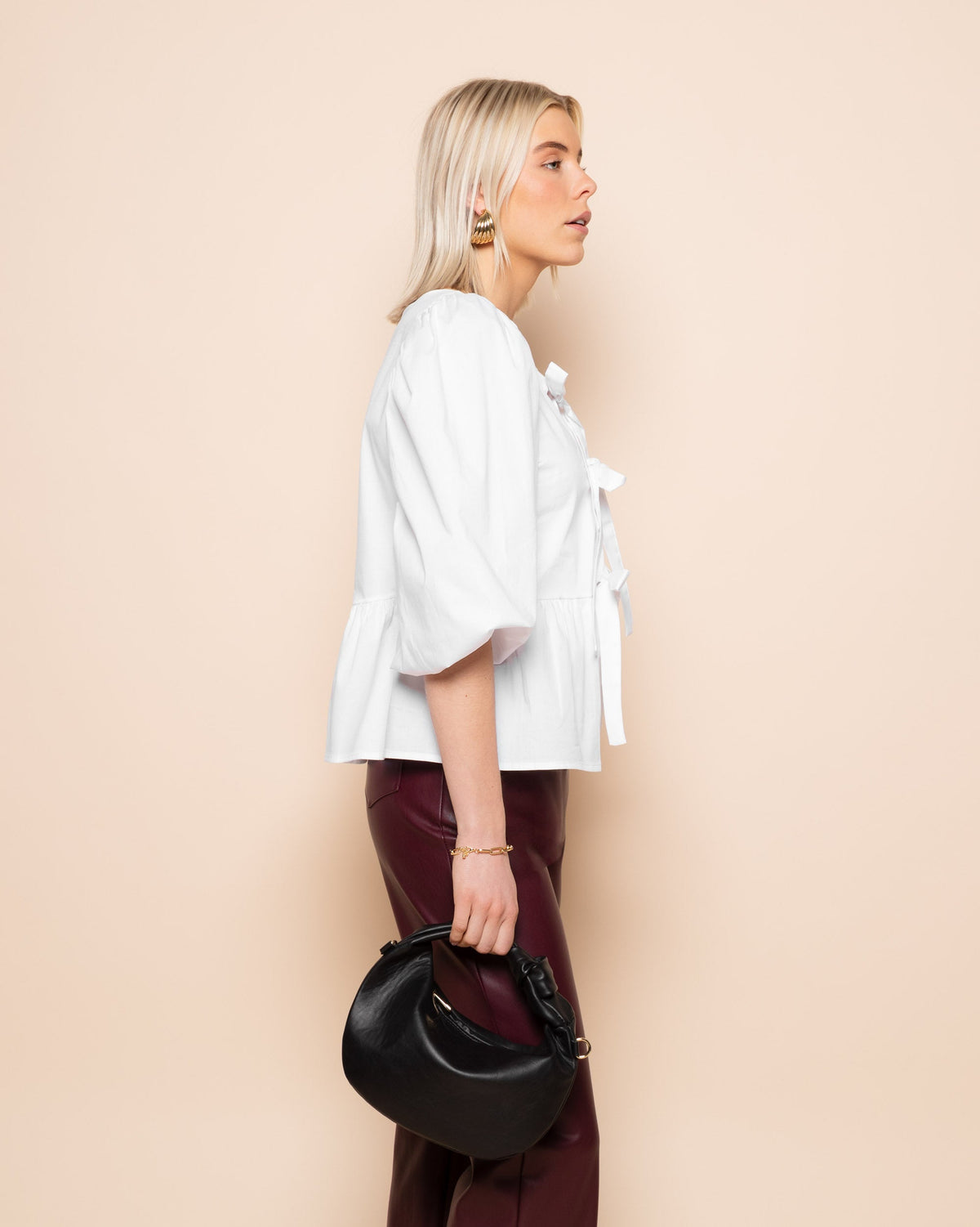 POPLIN BOWS TOP CRÈME