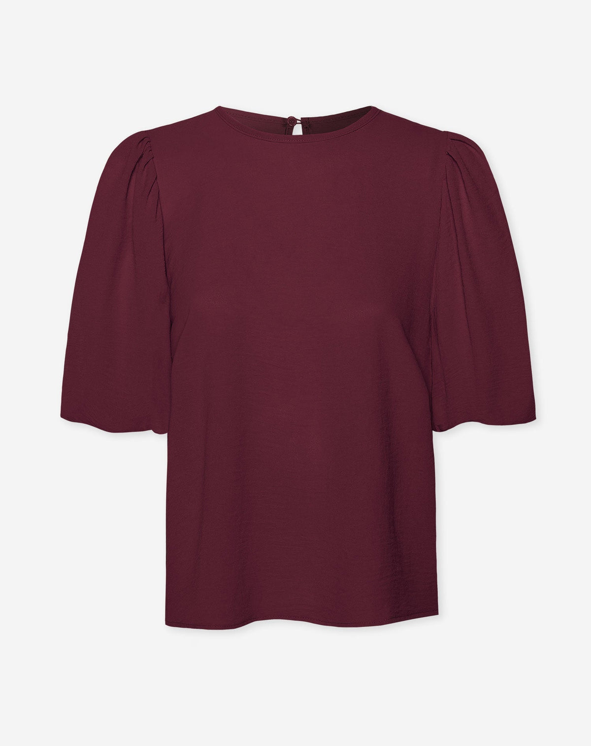 JULIE PUFF SLEEVE TOP BURGUNDY