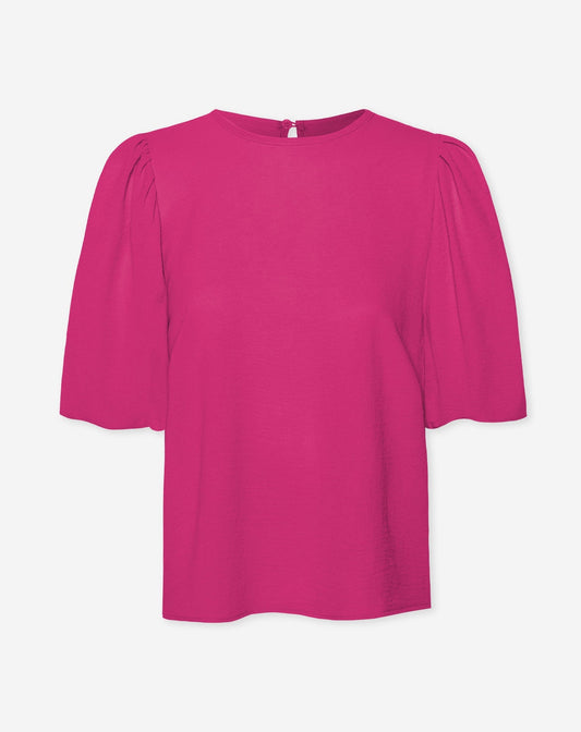 JULIE PUFF SLEEVE TOP FUCHSIA