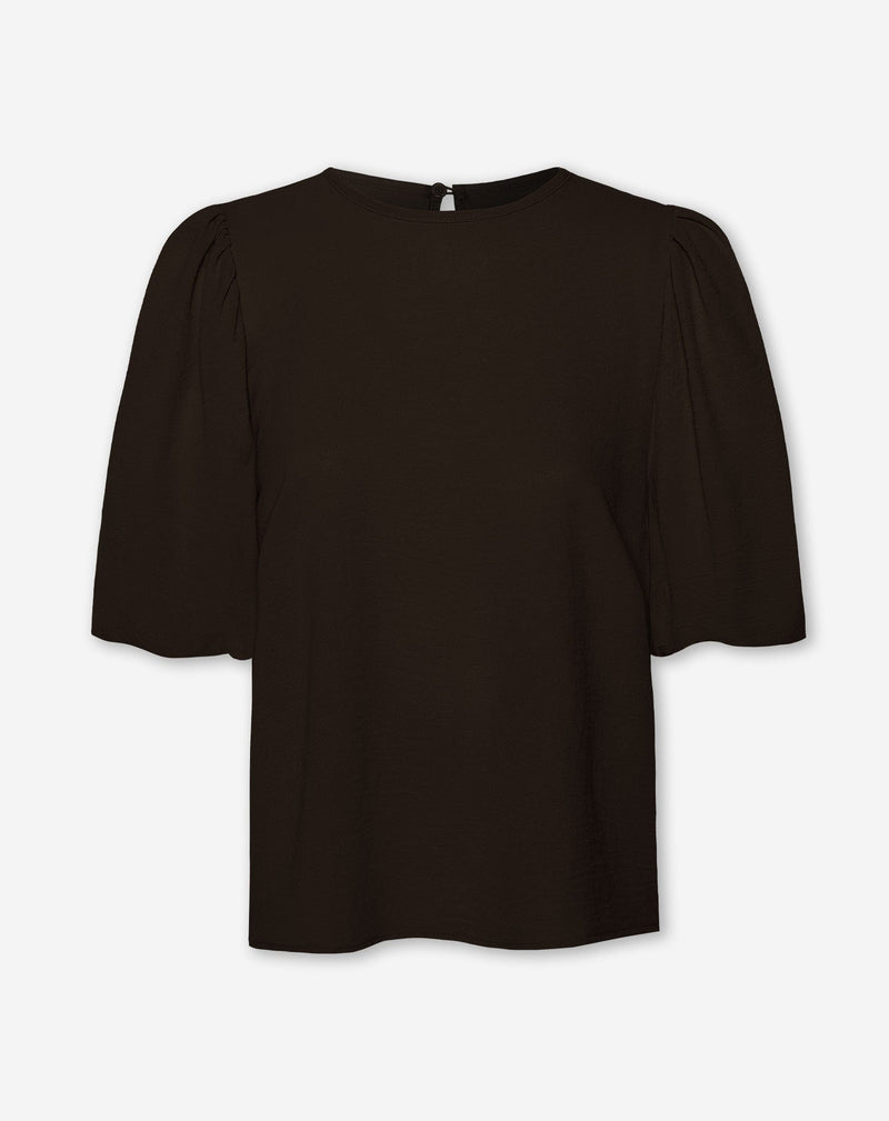 JULIE PUFF SLEEVE TOP CHOCOLADEBRUIN
