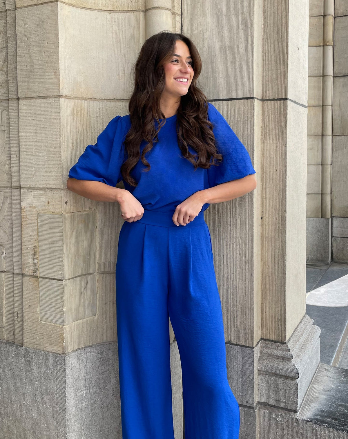 JULIE PUFF SLEEVE TOP KOBALTBLAUW