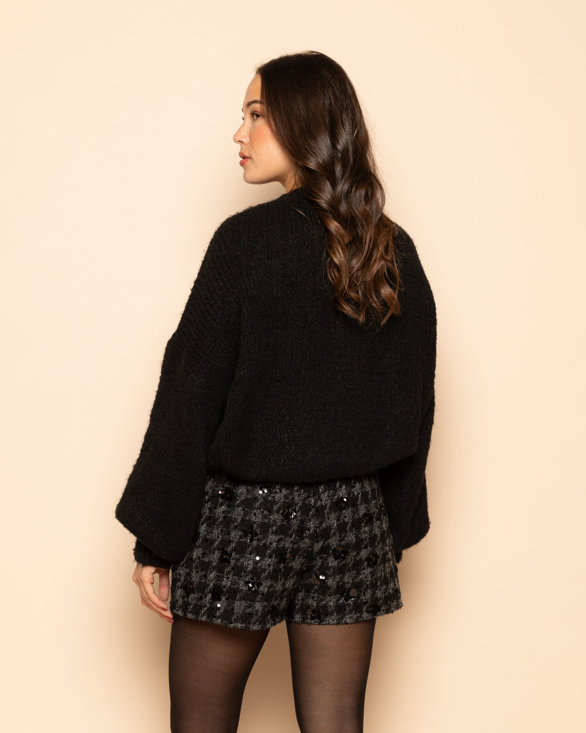 CHECK BEADS SKORT ZWART