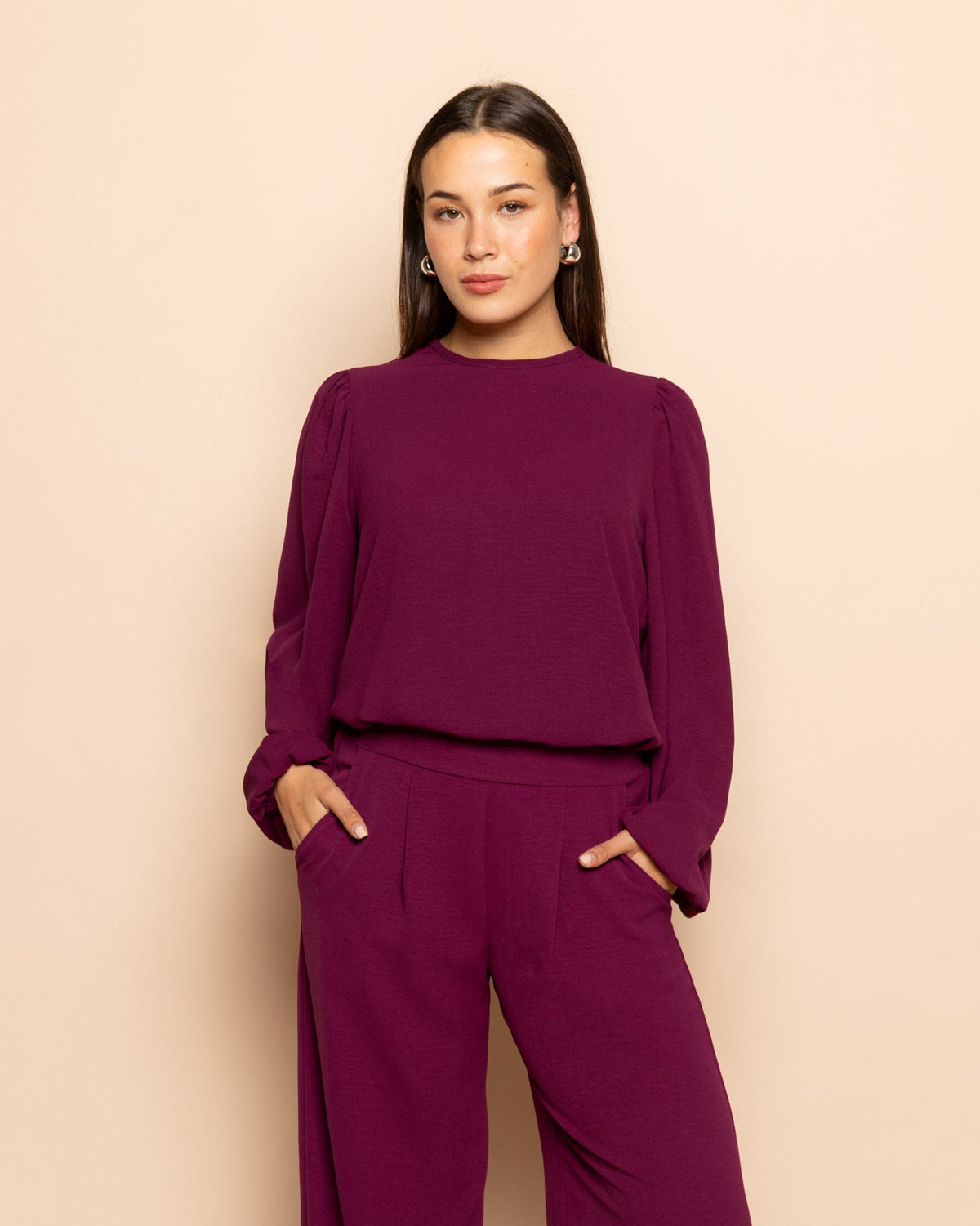 JULIE PUFF LONG SLEEVE TOP CHERRY
