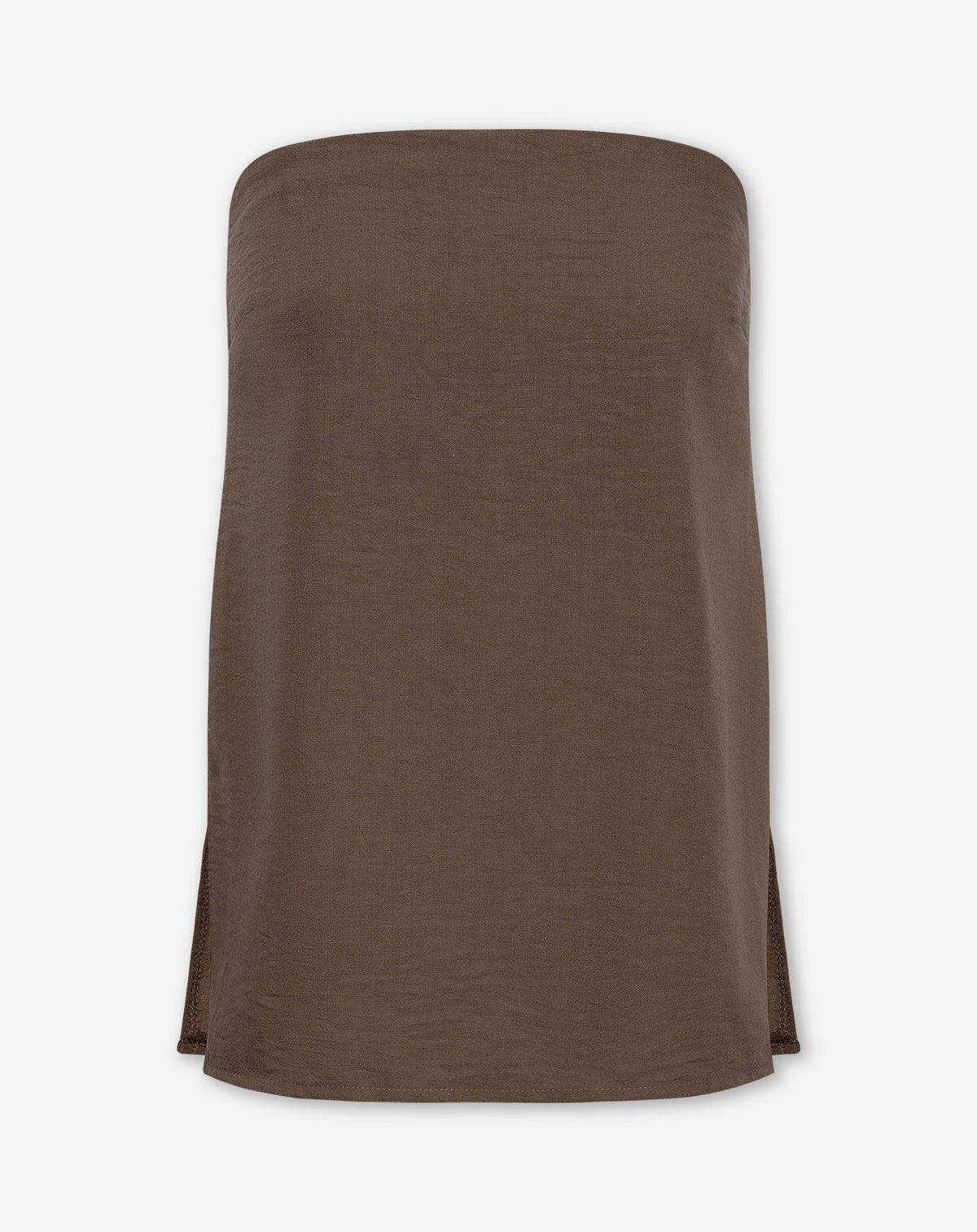 IZZY LINEN STRAPLESS TOP BRUIN