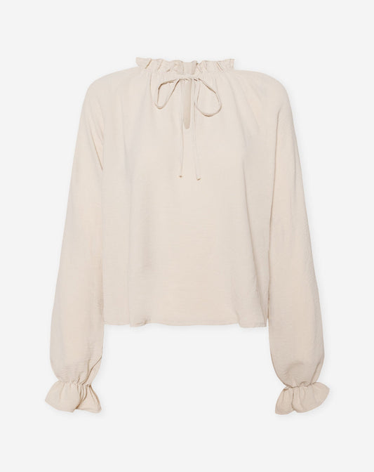 JULIE RUFFLE CORD TOP BEIGE