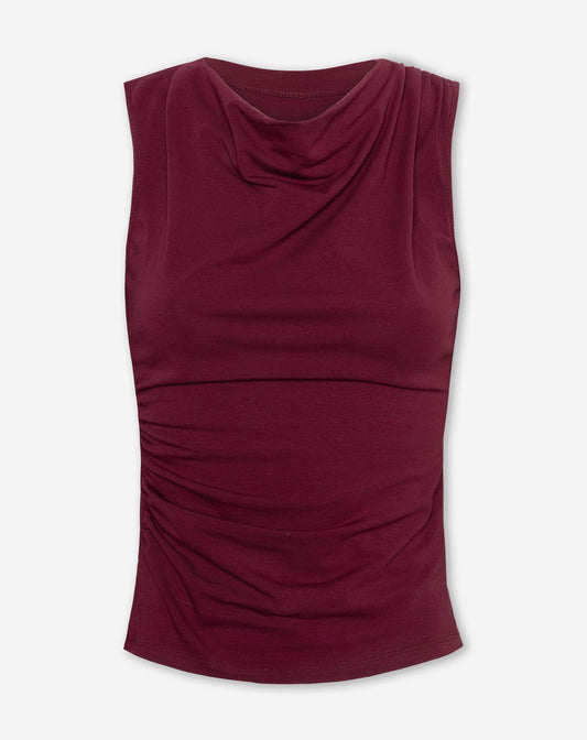 TAMAR DRAPED TOP BURGUNDY