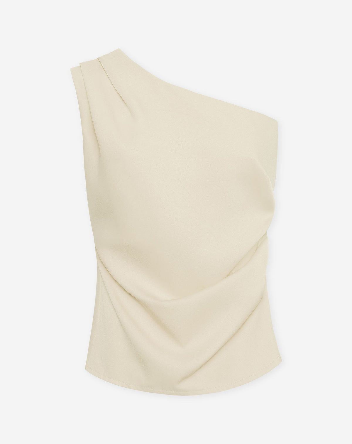 SOFIA ONE SHOULDER RUCHED TOP BEIGE