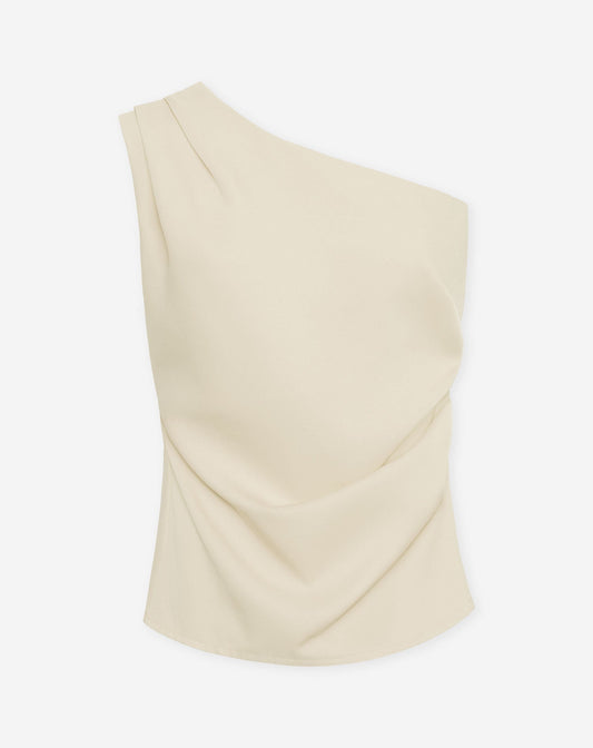 SOFIA ONE SHOULDER RUCHED TOP BEIGE