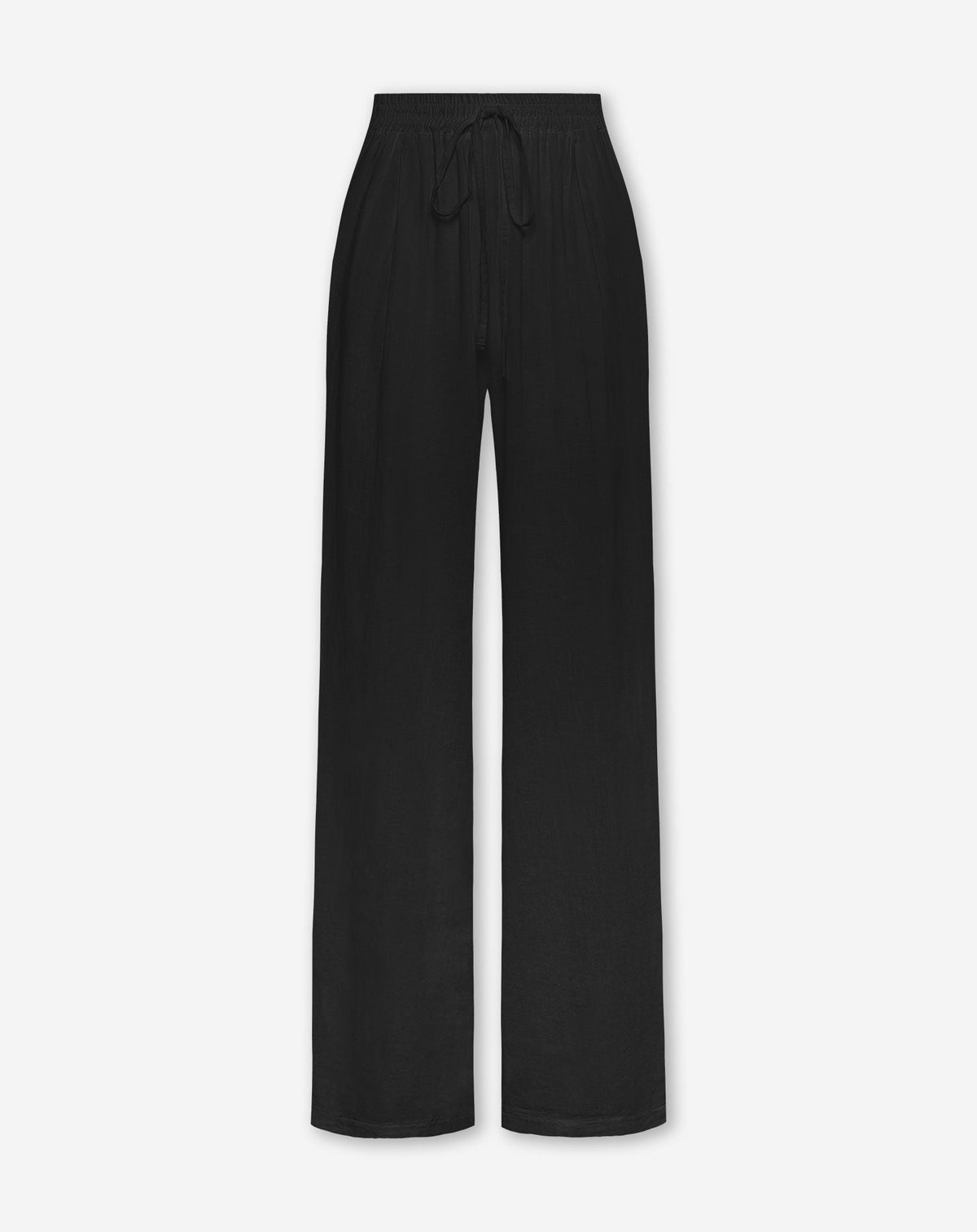 CARMEN LINEN WIDE LEG PANTS ZWART