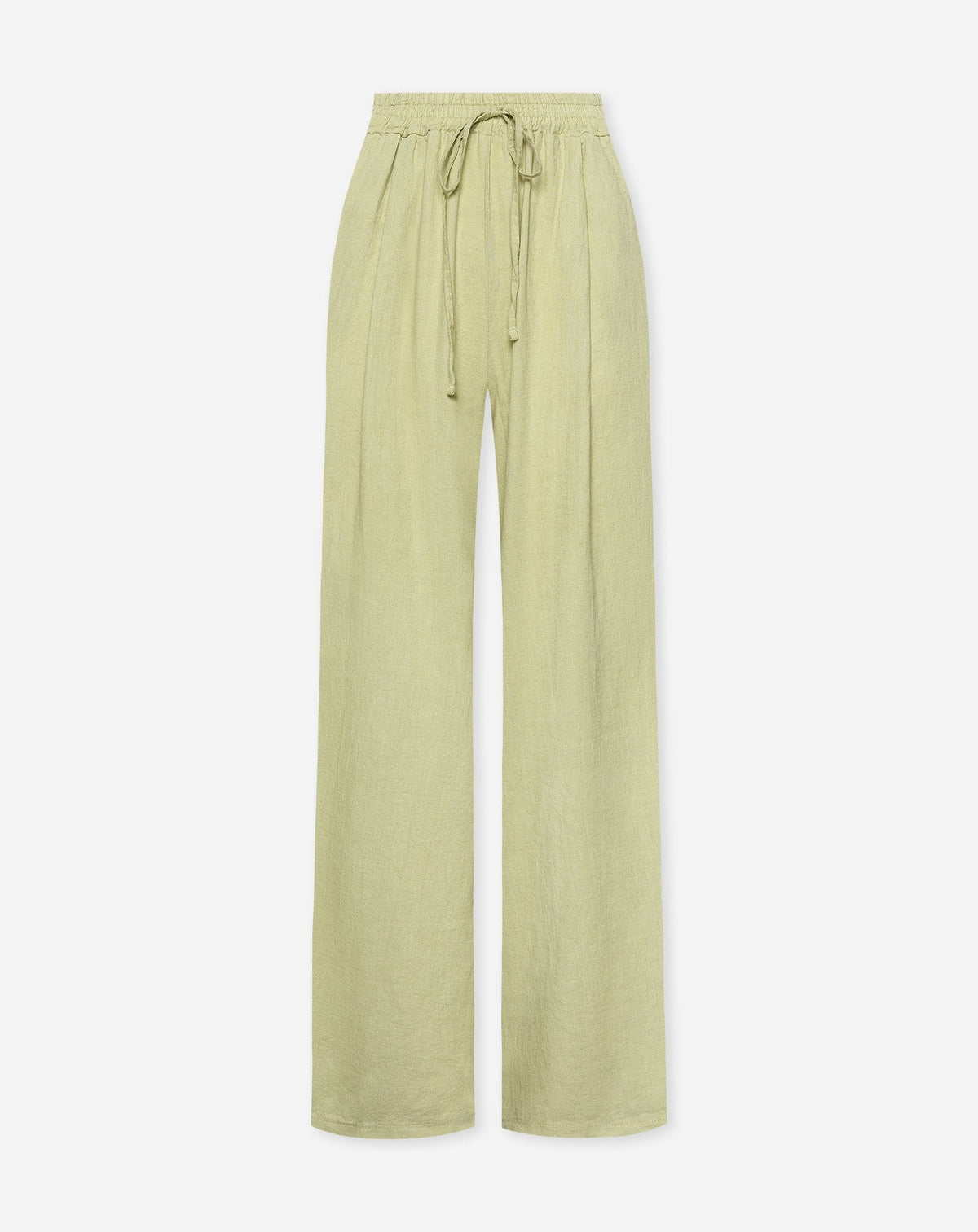 CARMEN LINEN WIDE LEG PANTS LICHT OLIJFGROEN