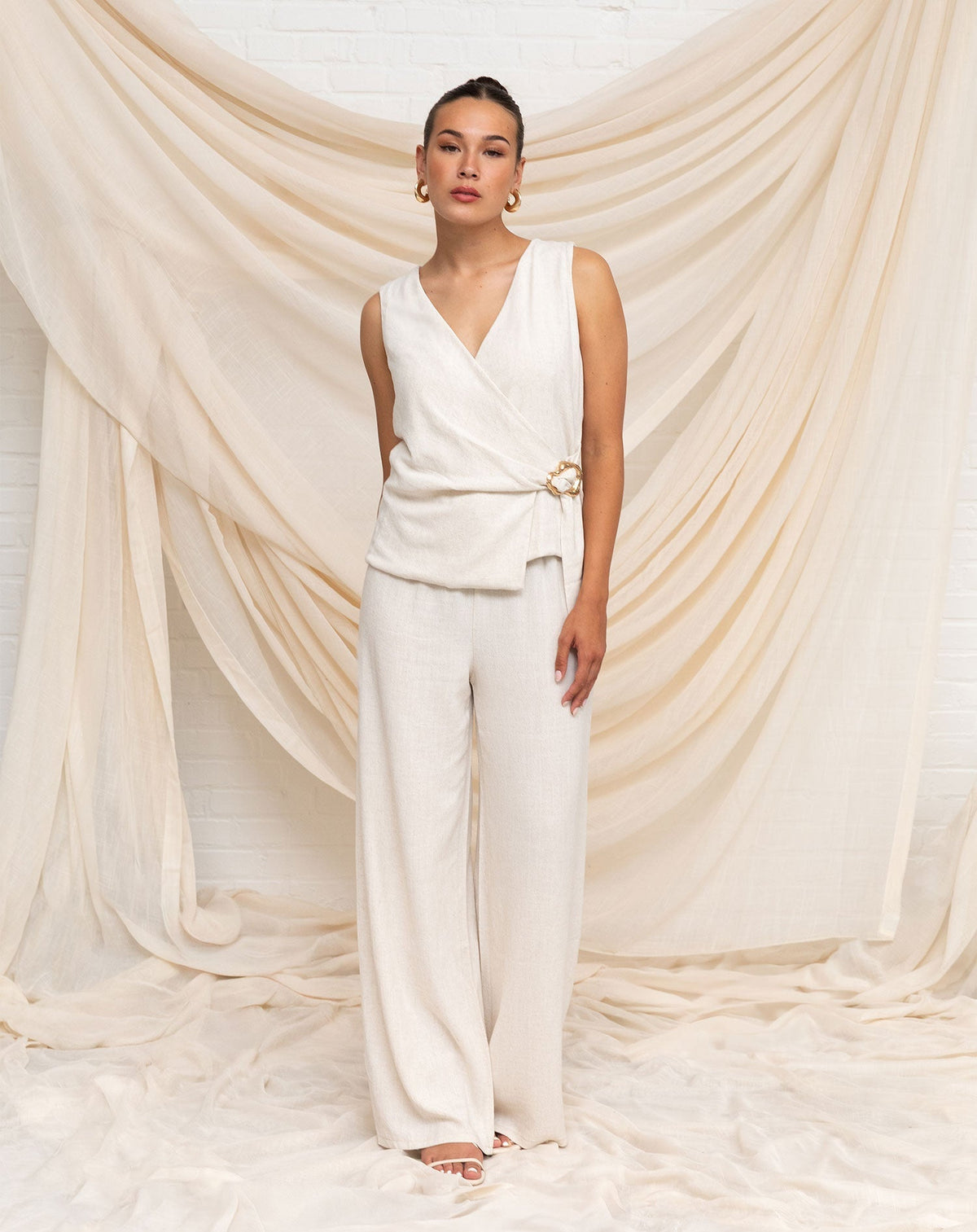 LINDE STRAIGHT LEG PANTS PETITE BEIGE