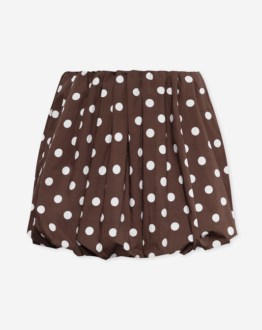 DOT BUBBLE HEM SKIRT BRUIN