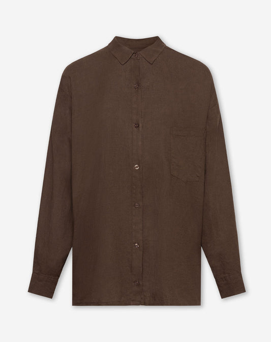 CARMEN LINEN OVERSIZED BLOUSE BRUIN